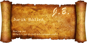 Jurik Bálint névjegykártya